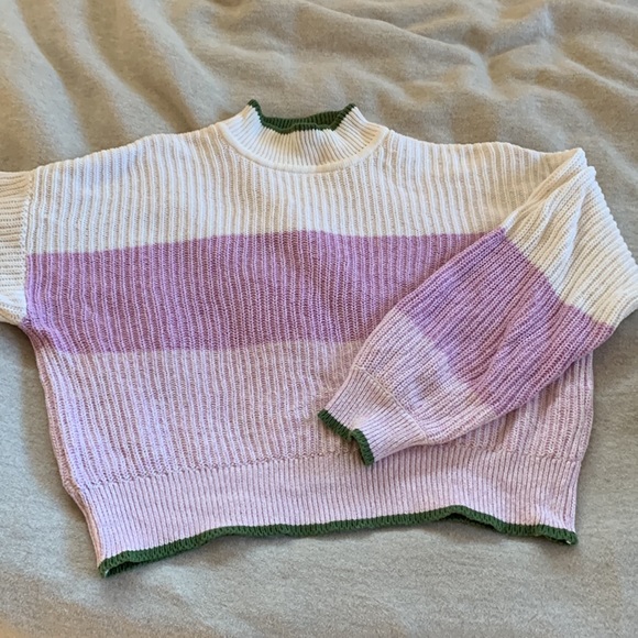 ASOS cotton sweater with lavender and green stripes size medium GUC - Picture 2 of 4